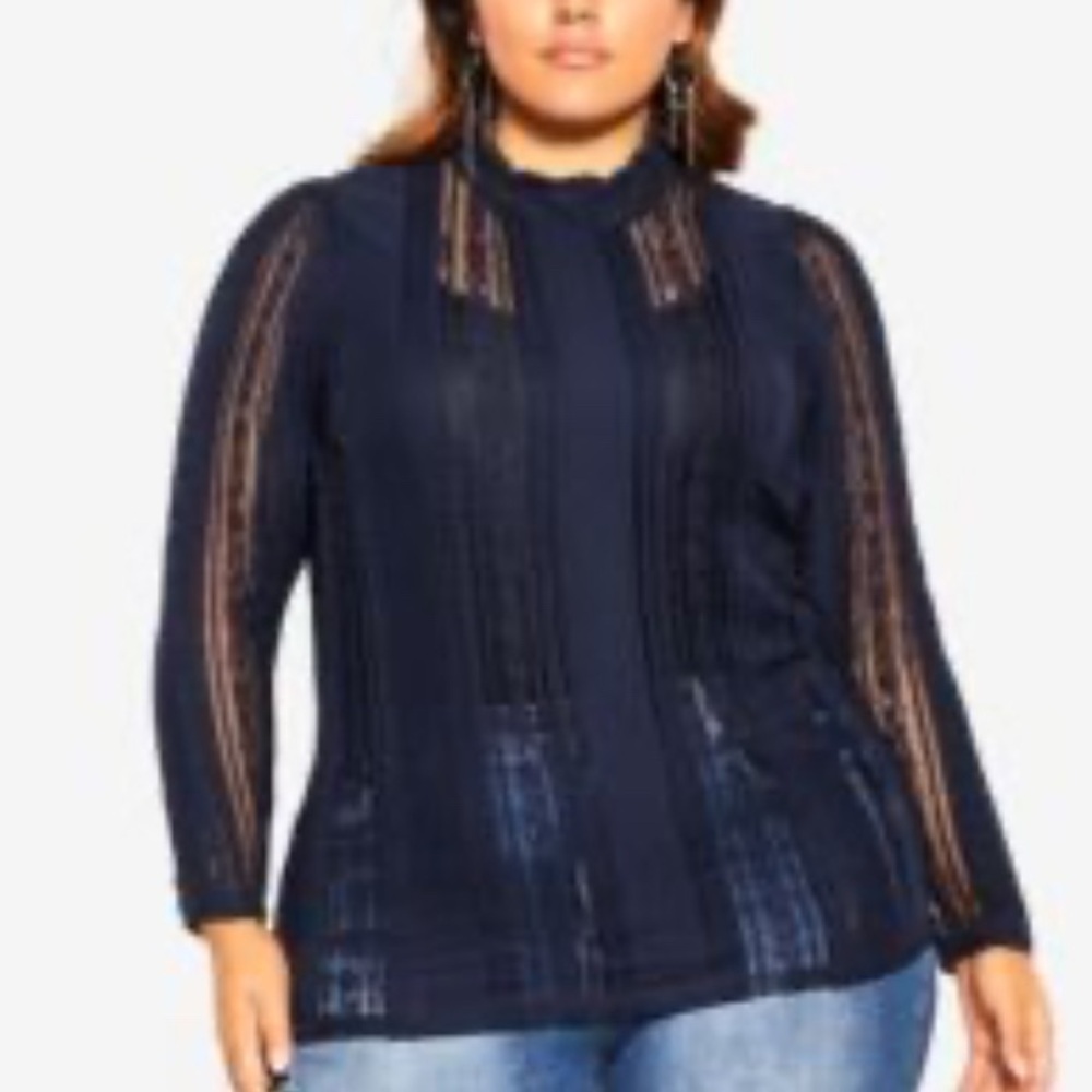 City Chic Elegant Long-Sleeve Lace Top
